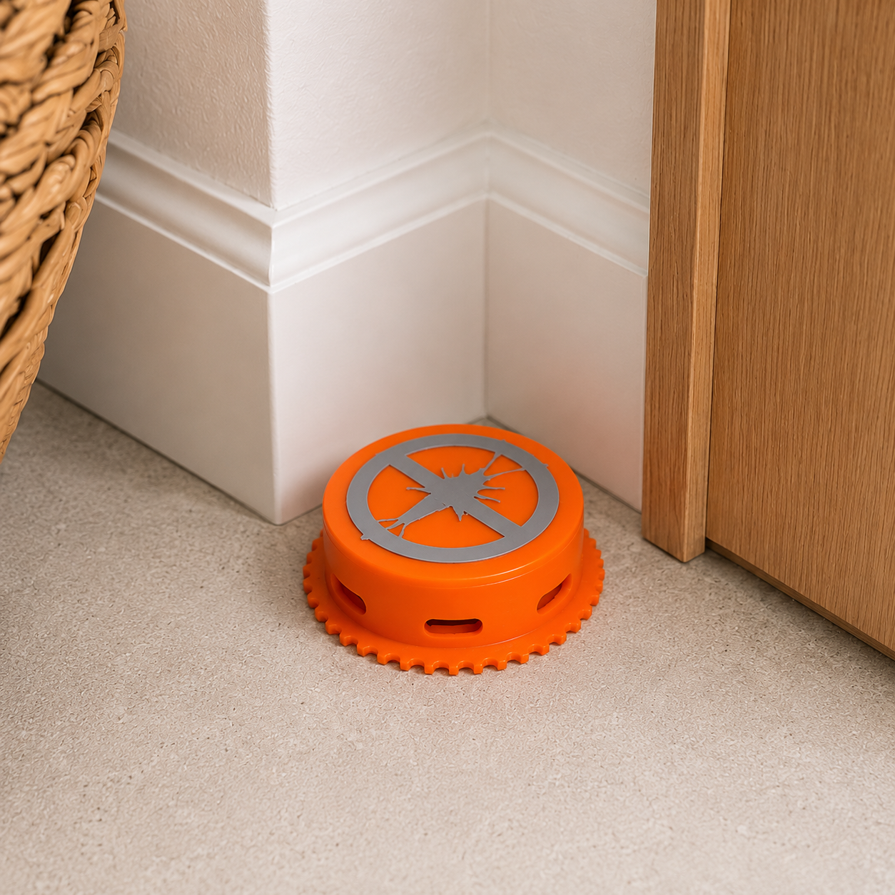 Control Durable reusable silverfish trap used indoors to monitor and catch silverfish without sprays or disposable plastic traps.